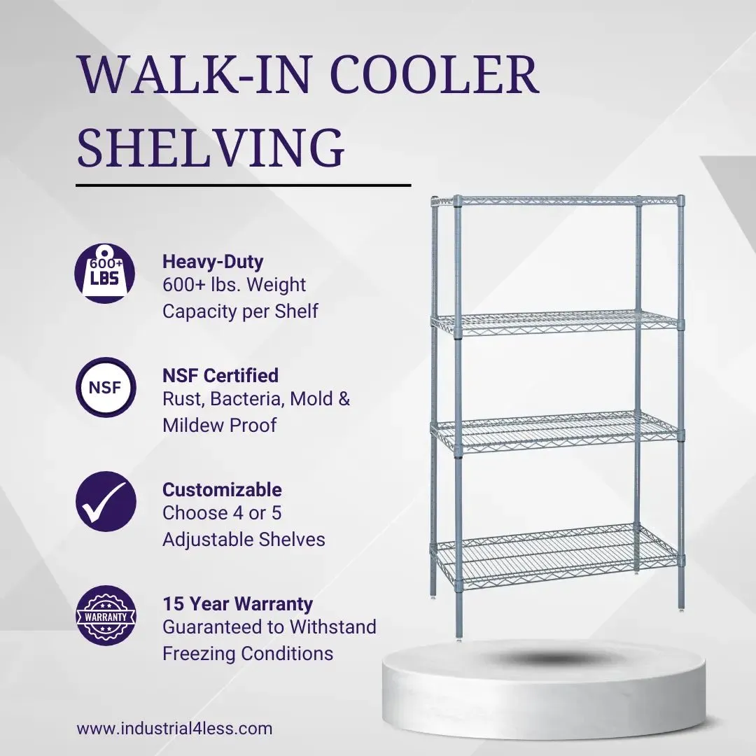 12" x 72" Walk In Cooler and Freezer Wire Shelving Unit
