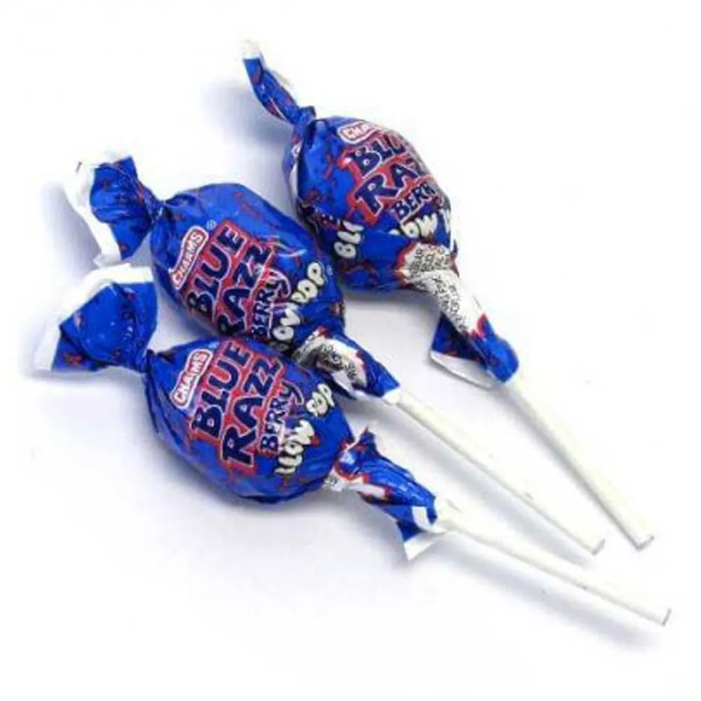 20 Pc Charms Blue Razzberry Raspberry Blow Pops Lollipop Sucker Candy Gum Filled