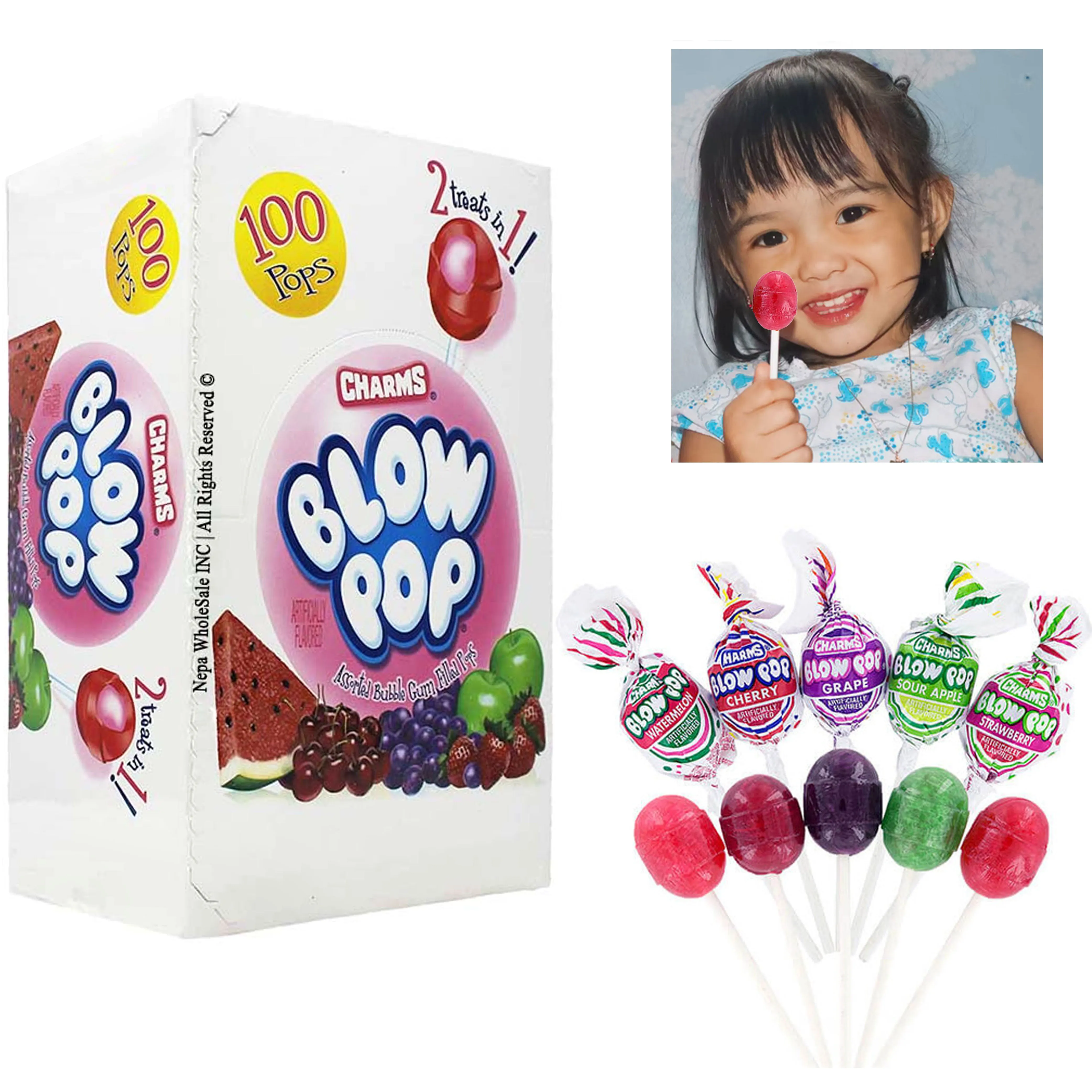 200 Charms Bubble Gum Blow Pop Lollipop Candy Sucker Fruit Flavor Wholesale Bulk