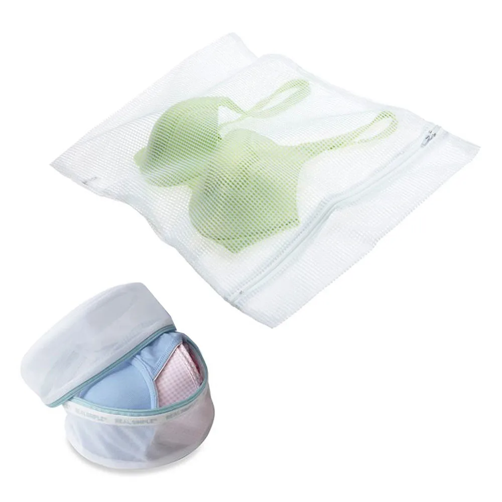 2PC Mesh Laundry Lingerie Bags Delicate Clothes Wash Bra Socks Zippered Net Home