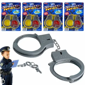 4 Pk Novelty Toy Handcuffs With Key Police Sheriff Cowboy Kids Costume Accessory