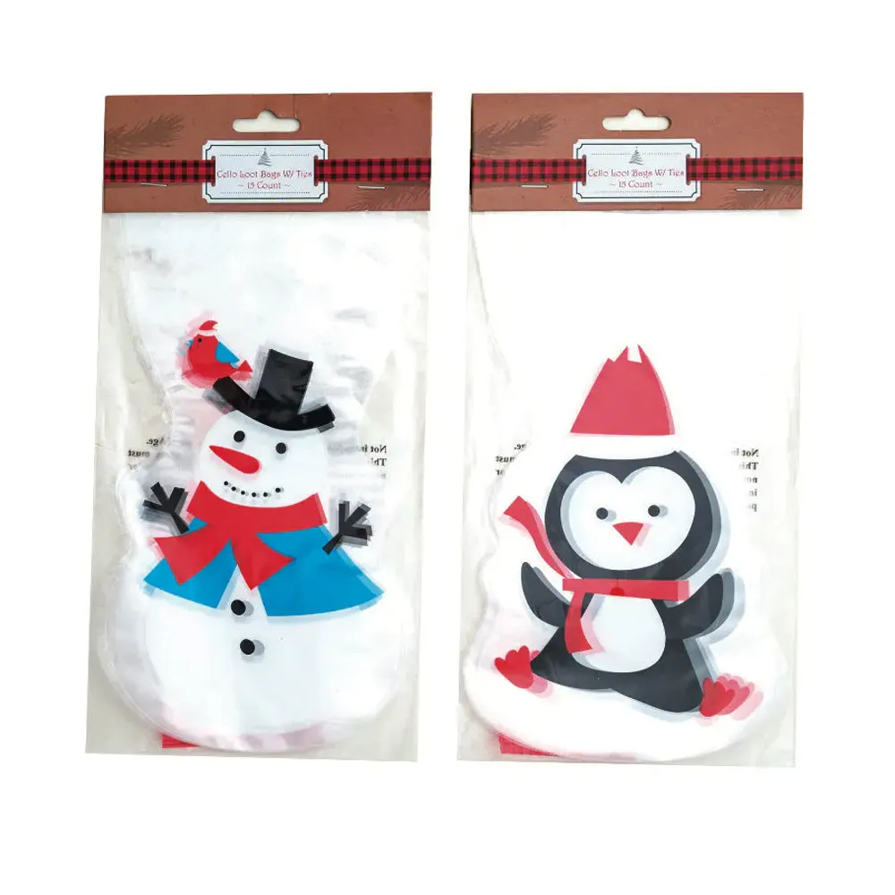 60 Christmas Cello Loot Treat Bags Party Favor Xmas Goody Candy Stocking Stuffer