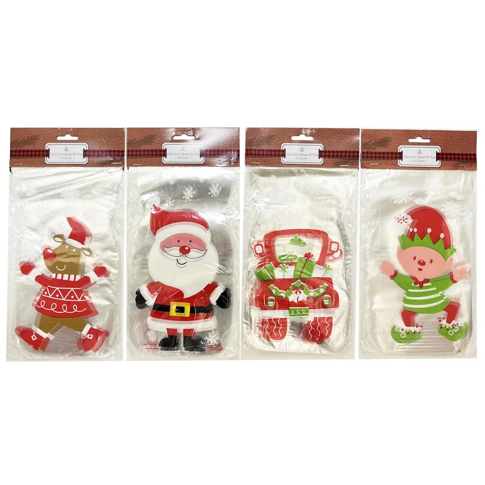 60 Christmas Cello Loot Treat Bags Party Favor Xmas Goody Candy Stocking Stuffer