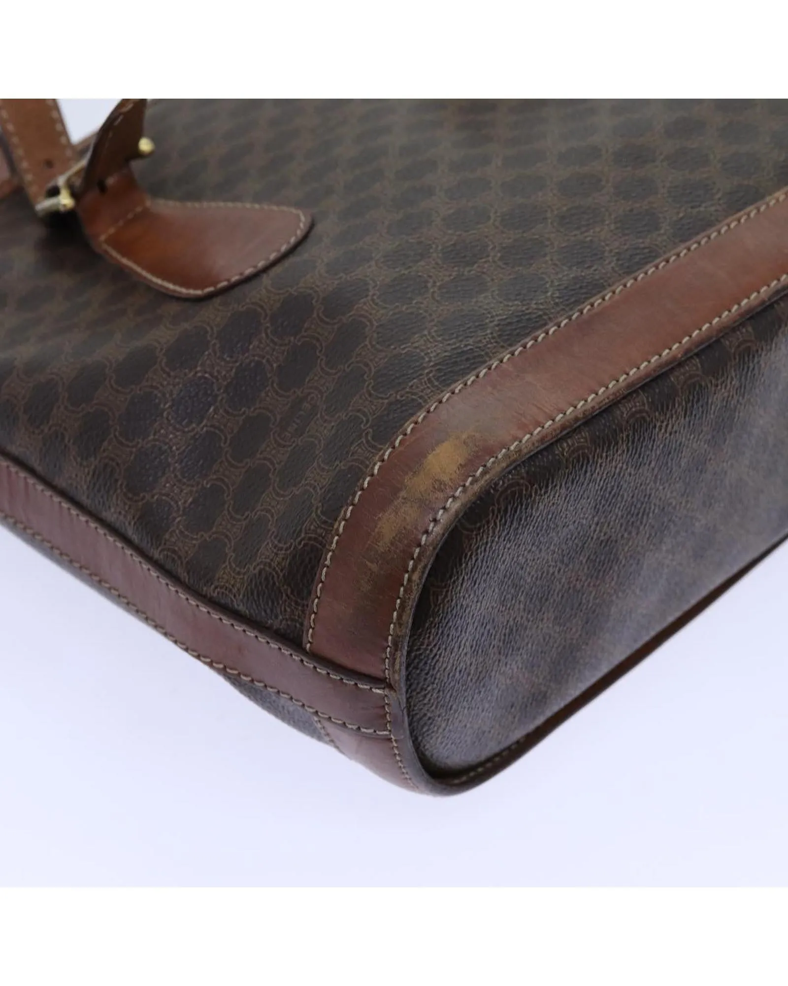 Canvas Shoulder Bag with Brown Macadam Print - Authentic Celine