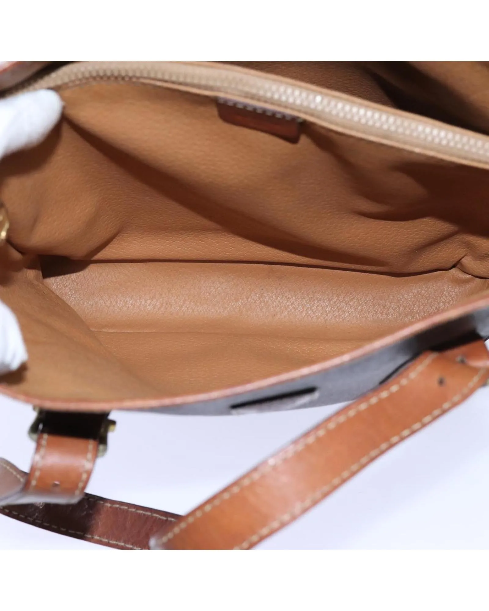 Canvas Shoulder Bag with Brown Macadam Print - Authentic Celine