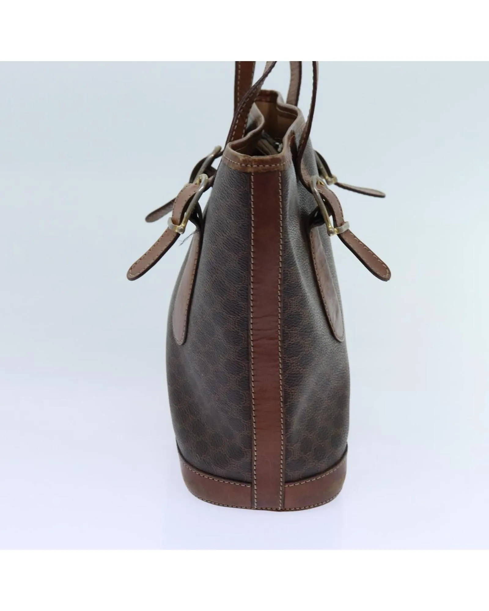 Canvas Shoulder Bag with Brown Macadam Print - Authentic Celine