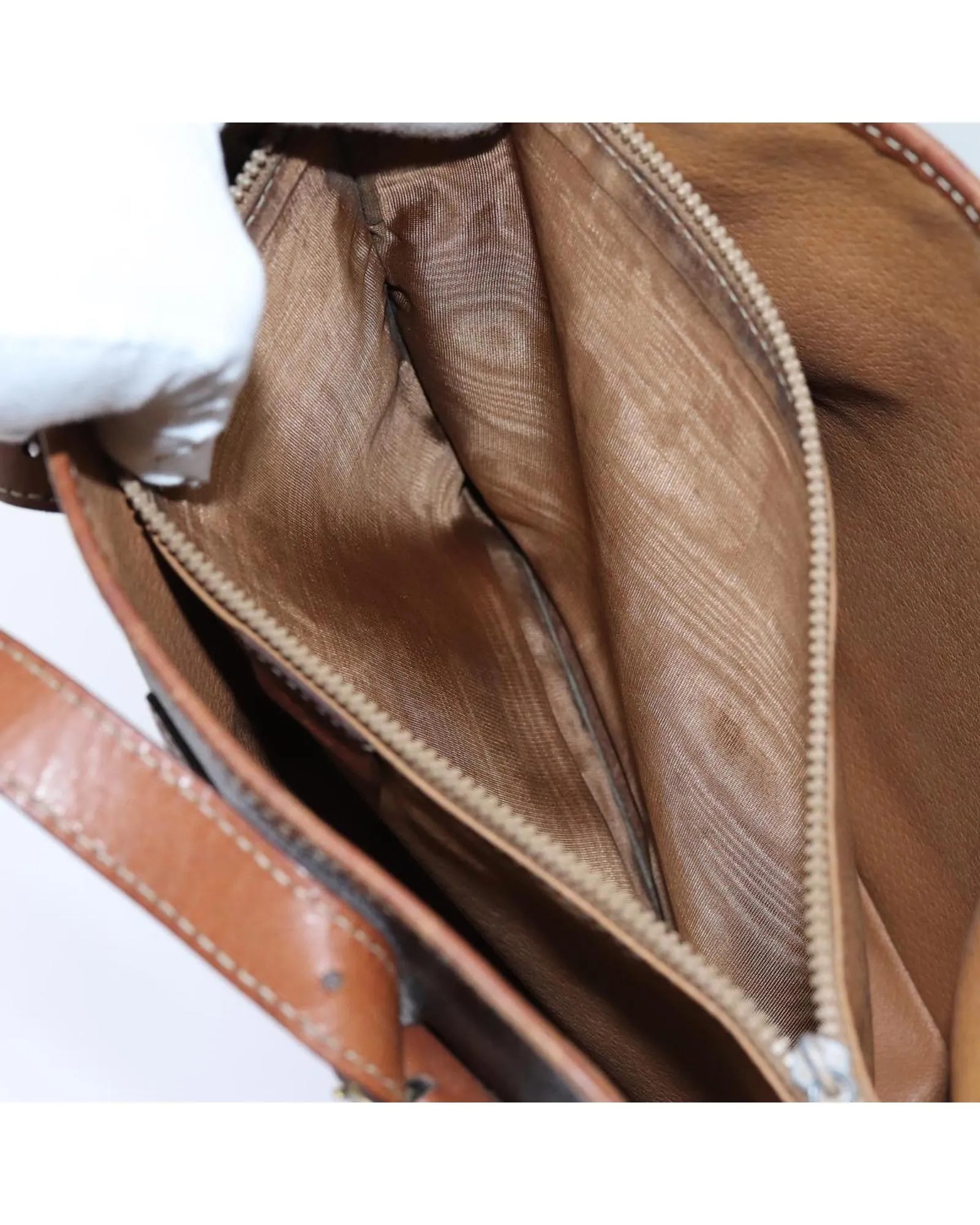 Canvas Shoulder Bag with Brown Macadam Print - Authentic Celine