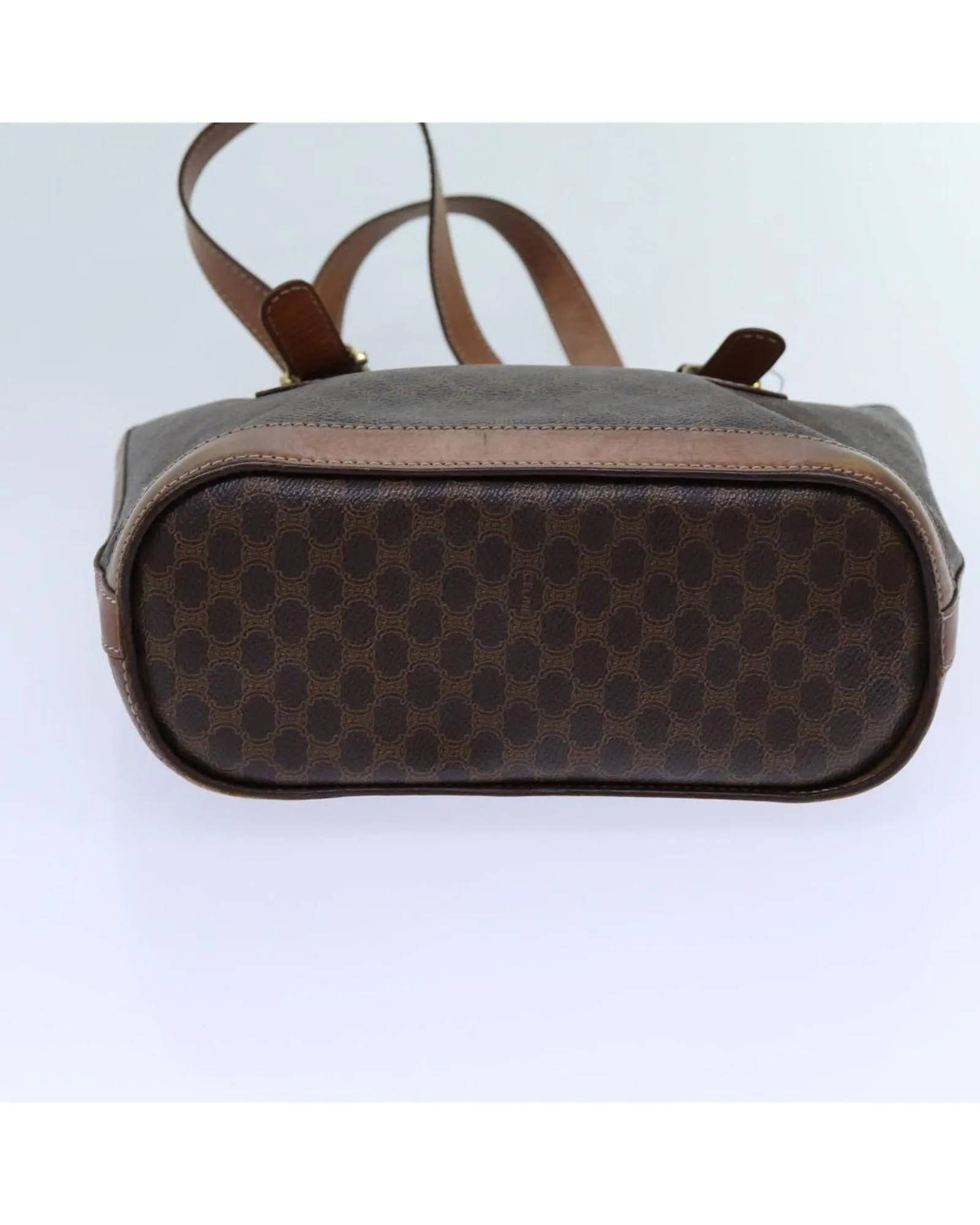 Canvas Shoulder Bag with Brown Macadam Print - Authentic Celine