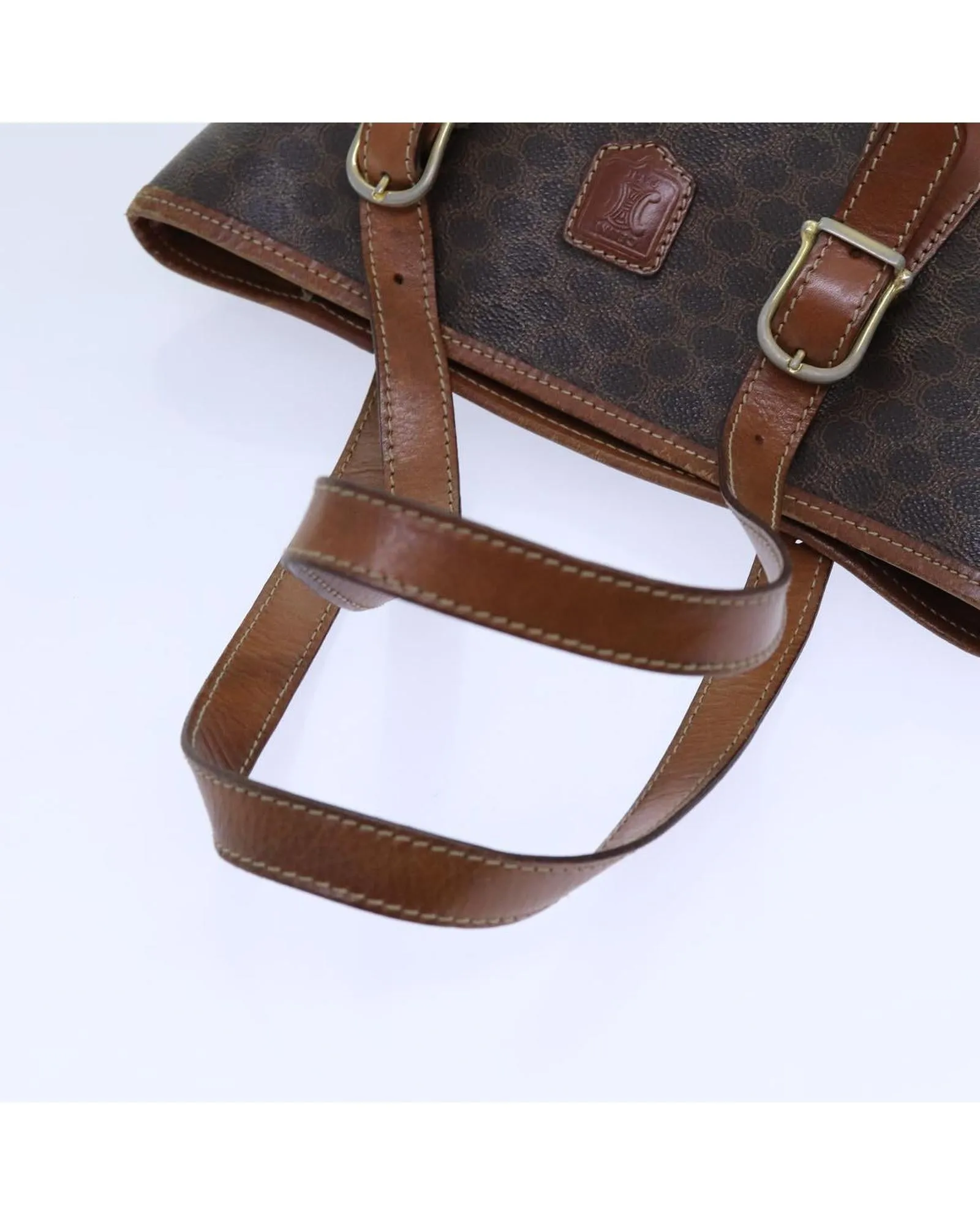 Canvas Shoulder Bag with Brown Macadam Print - Authentic Celine