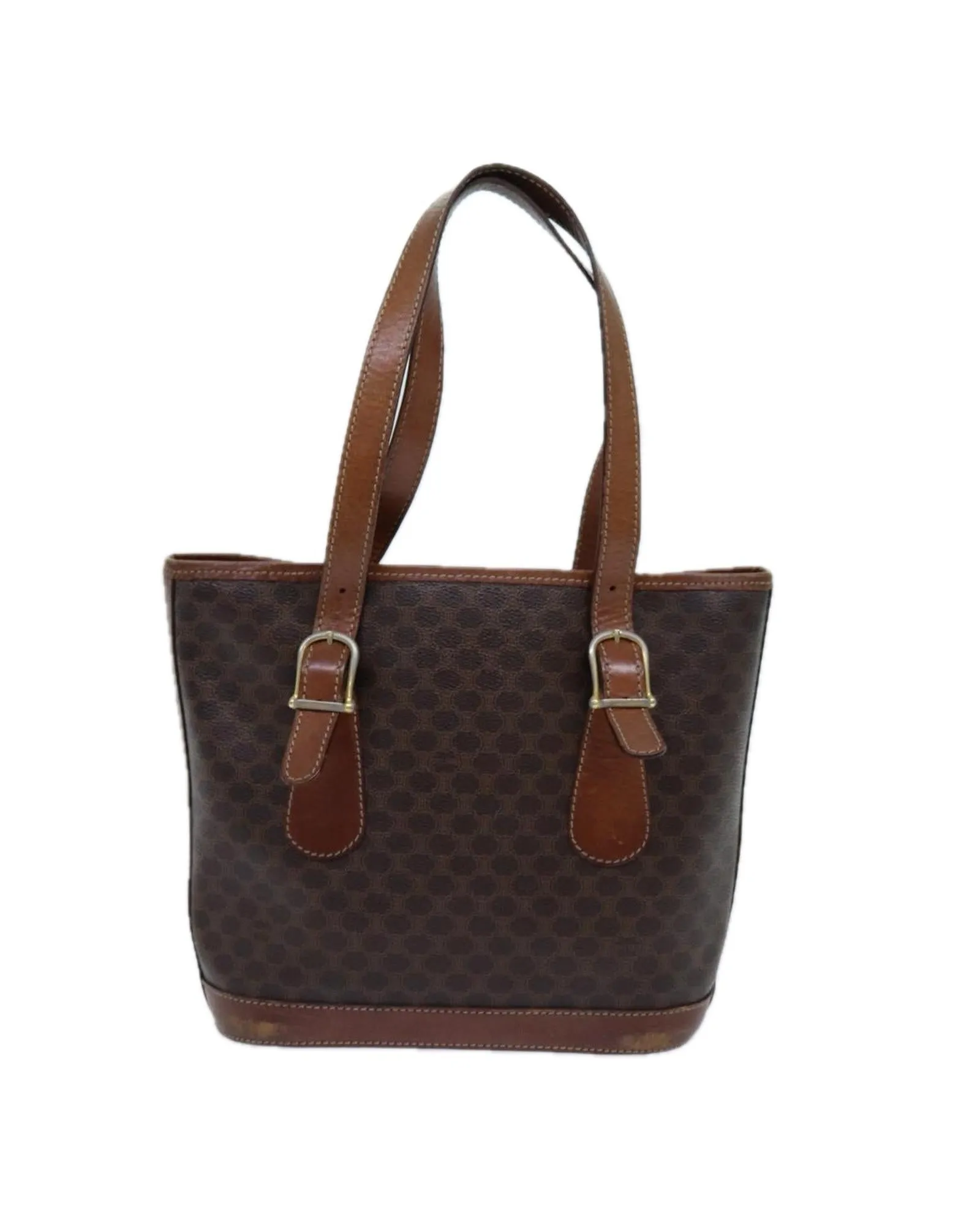 Canvas Shoulder Bag with Brown Macadam Print - Authentic Celine
