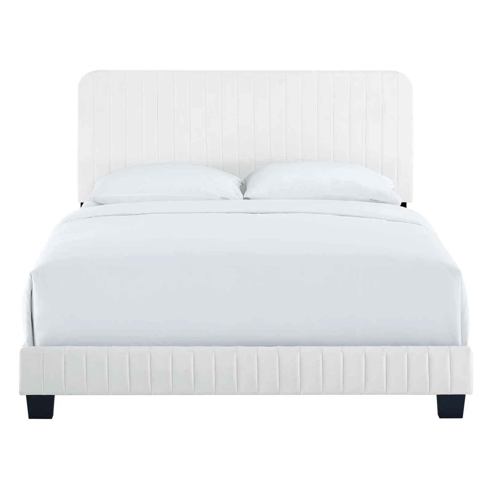 Celine Channel Tufted Performance Velvet King Platform Bed White MOD-6333-WHI