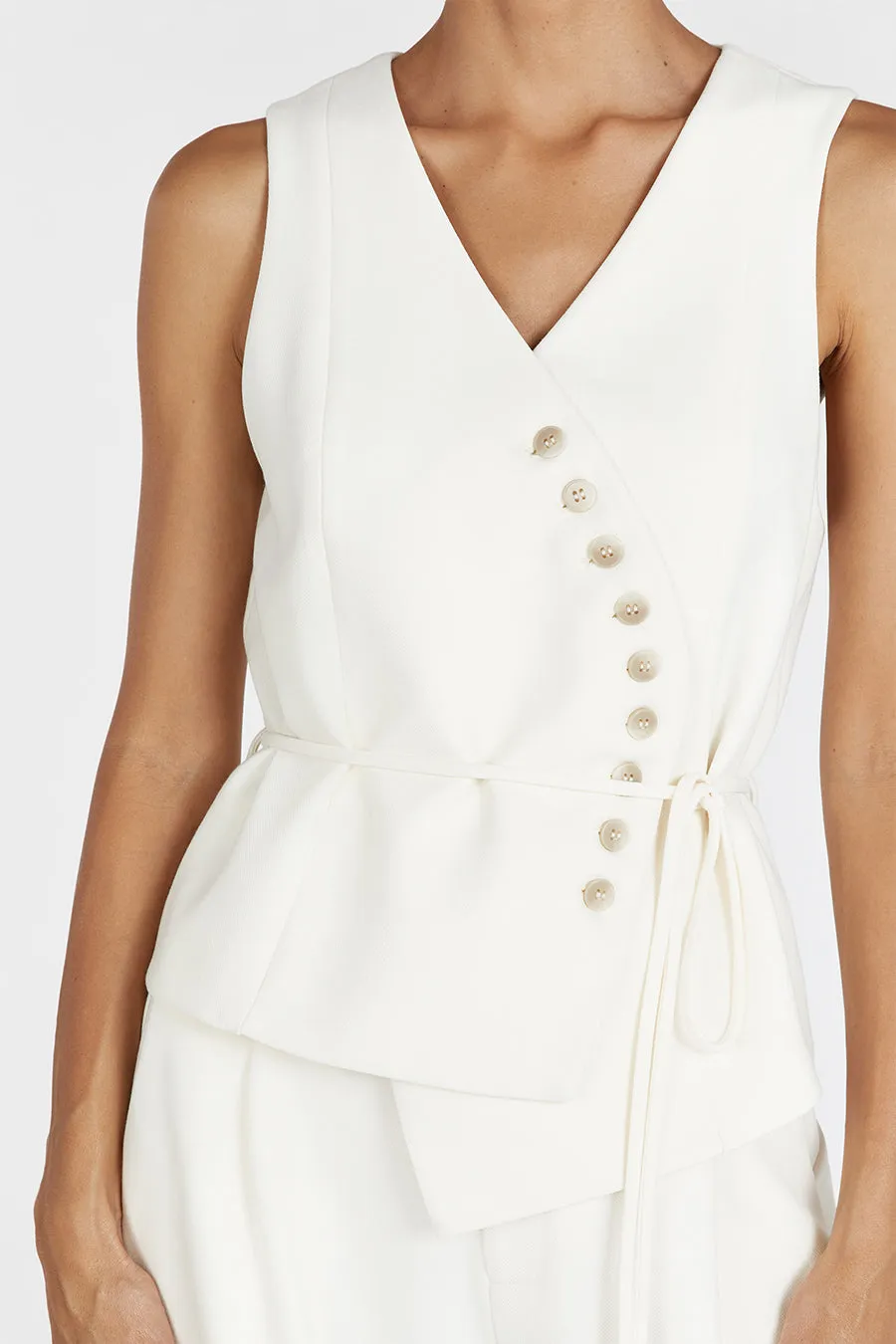 CELINE CREAM ASYMMETRICAL TOP