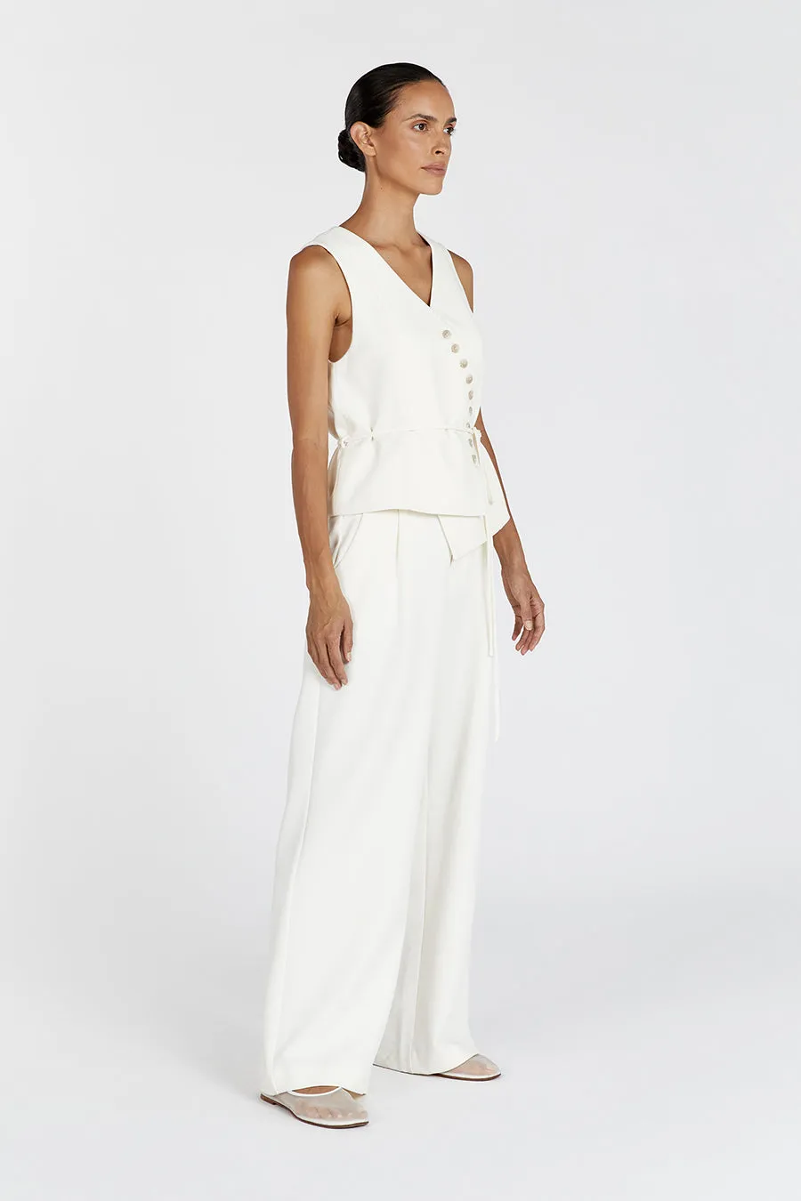 CELINE CREAM ASYMMETRICAL TOP