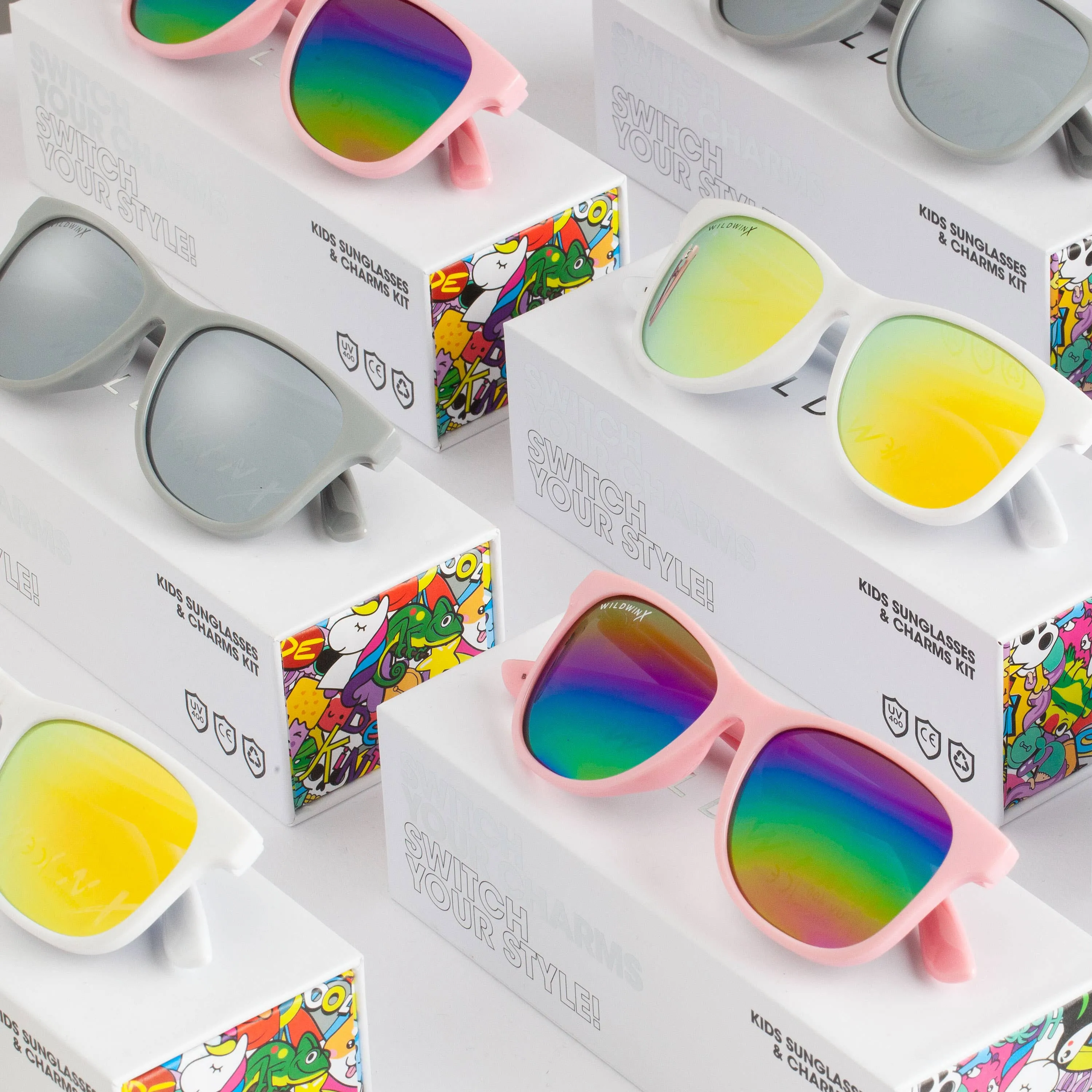 Children’s White Sunglasses & Charm Kit - Kawaii