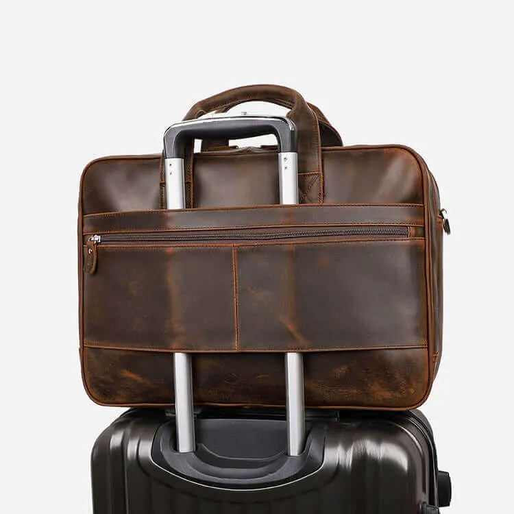 Crazy Horse Leather Laptop Bag | Large Capacity