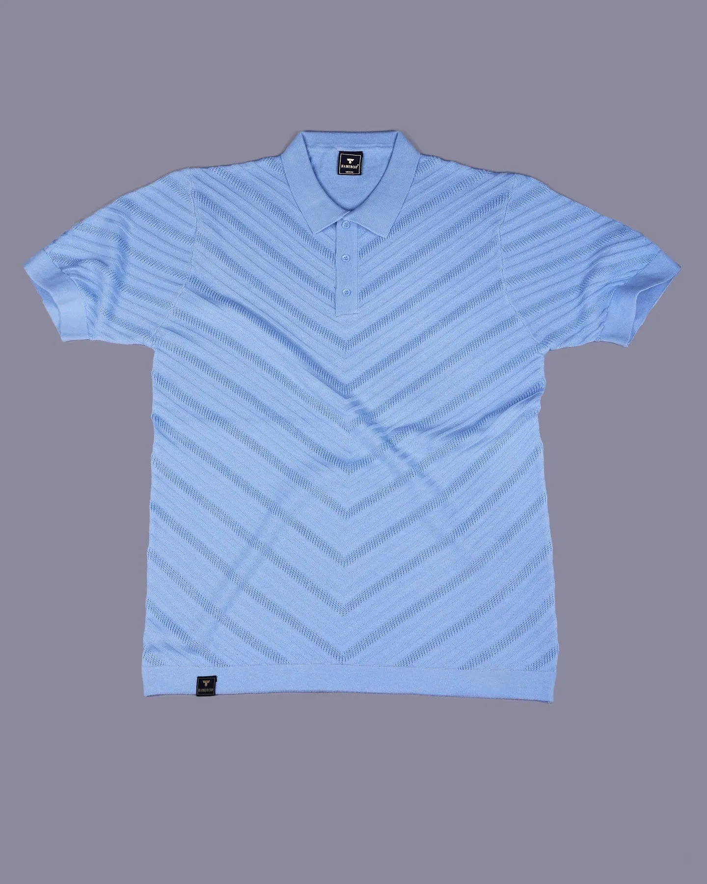 Ferrara SkyBlue Knitted Cotton Polo T-Shirt