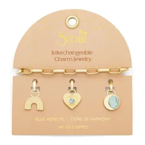 Interchangeable Charm Bracelet | Blue Howlite/Harmony/Gold