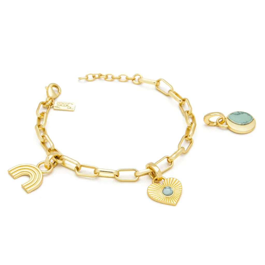 Interchangeable Charm Bracelet | Blue Howlite/Harmony/Gold