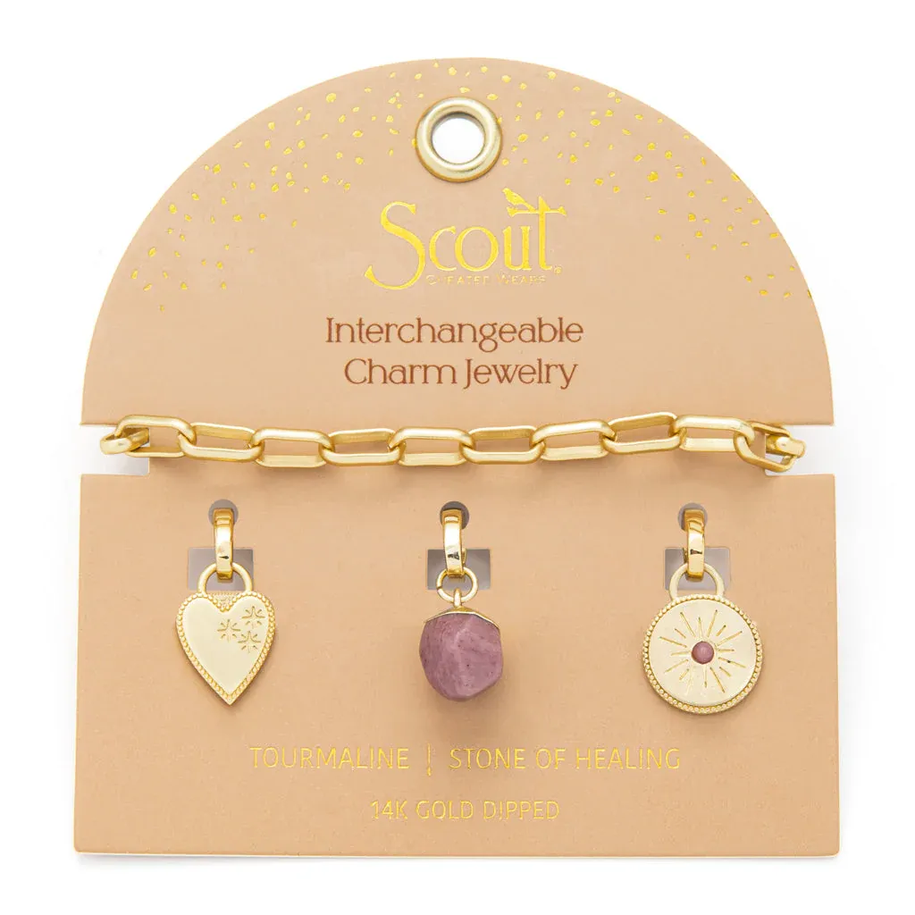 Interchangeable Charm Bracelet | Tourmaline/Healing/Gold