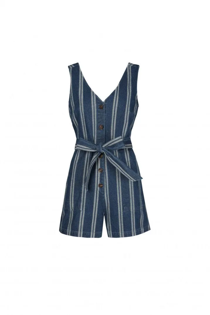 Mila Denim Pinstripe Romper