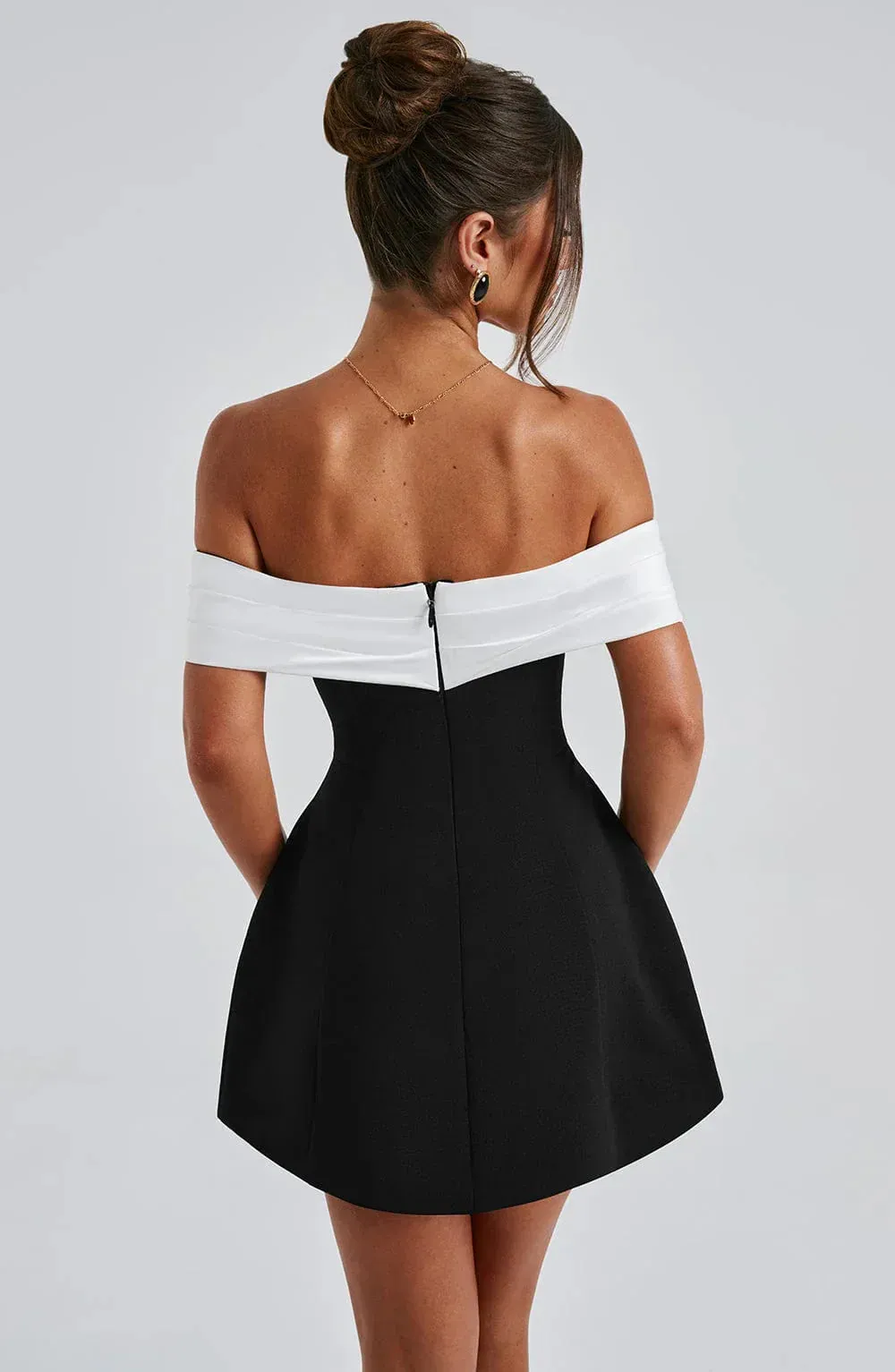 Modestique london- Black/White Noir Bloom Mini Dress