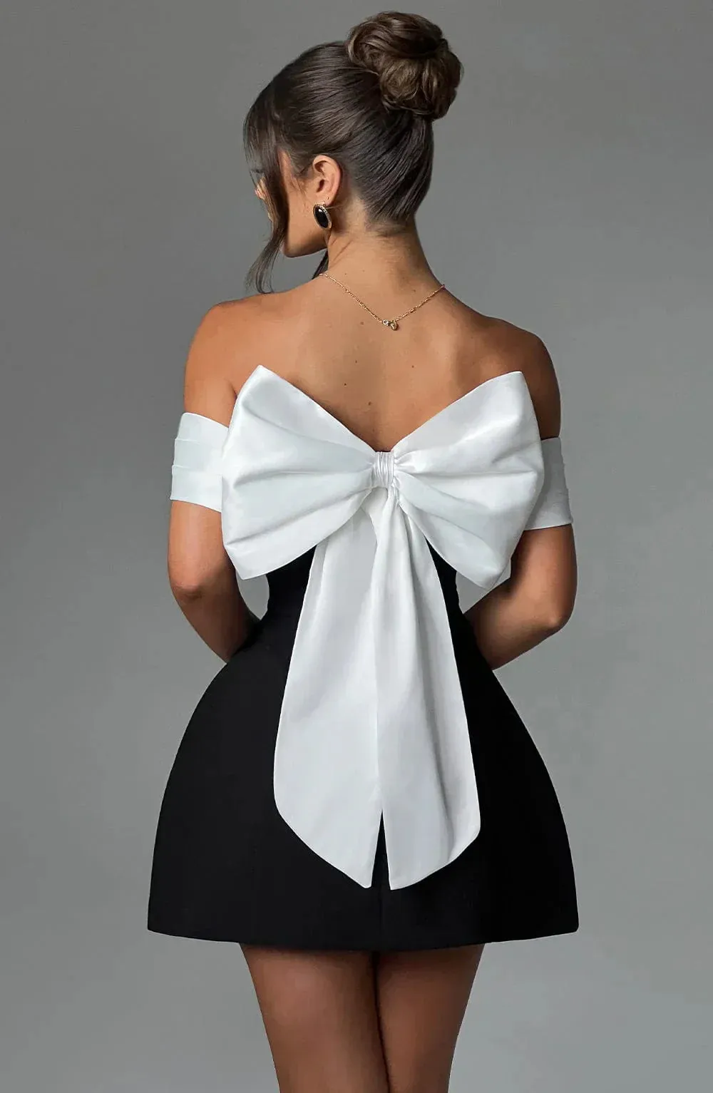 Modestique london- Black/White Noir Bloom Mini Dress