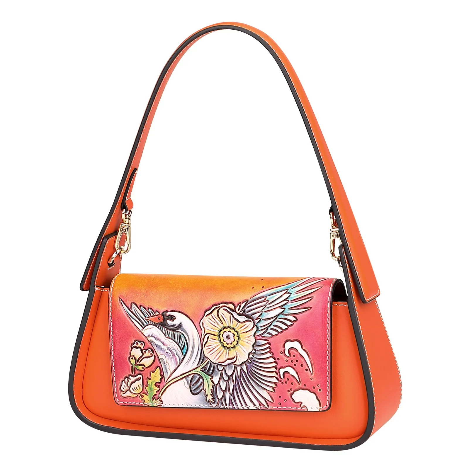 PIJUSHI Leather Shoulder Bag Women Hand Painted Hobo Purses