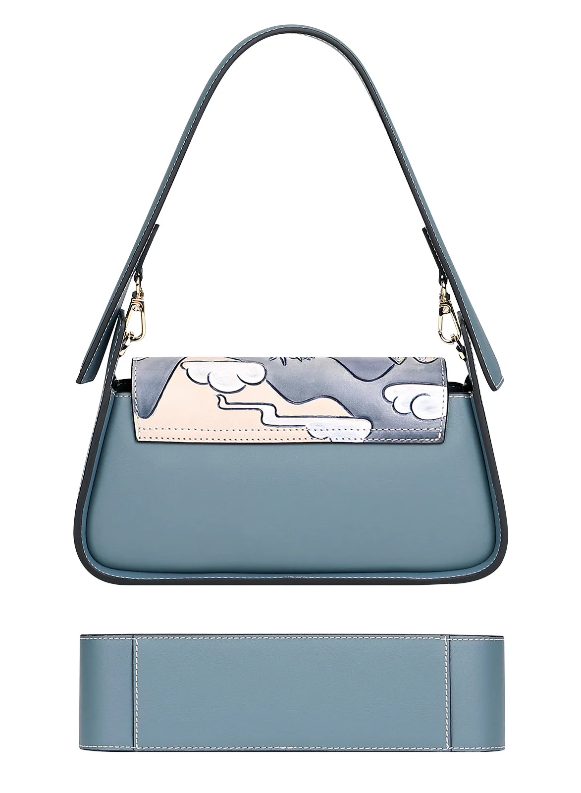 PIJUSHI Leather Shoulder Bag Women Hand Painted Hobo Purses