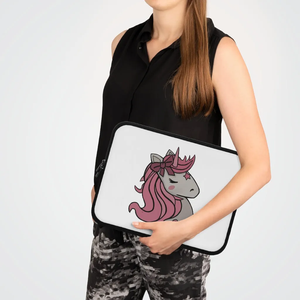 Pink Unicorn Head Laptop Sleeve
