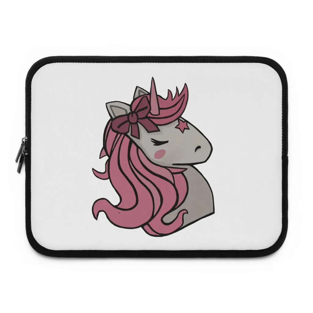Pink Unicorn Head Laptop Sleeve