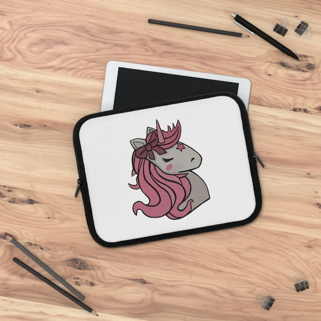 Pink Unicorn Head Laptop Sleeve