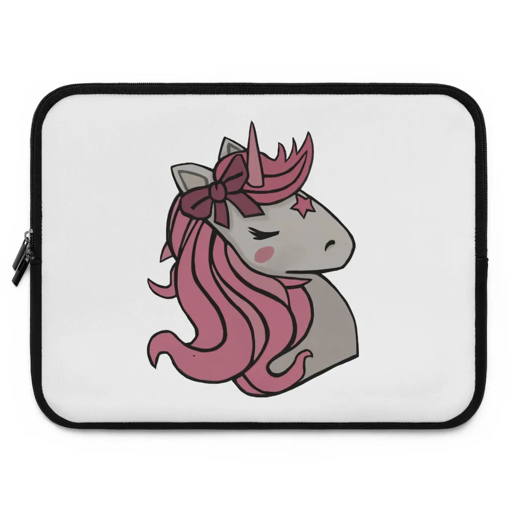 Pink Unicorn Head Laptop Sleeve