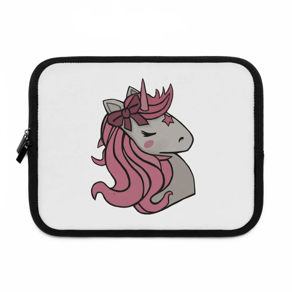 Pink Unicorn Head Laptop Sleeve