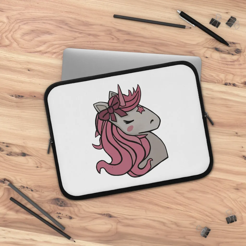 Pink Unicorn Head Laptop Sleeve