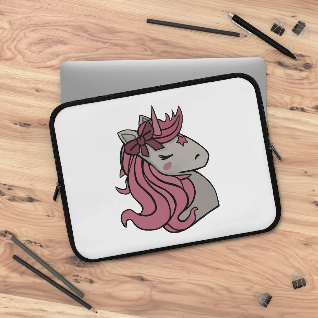 Pink Unicorn Head Laptop Sleeve