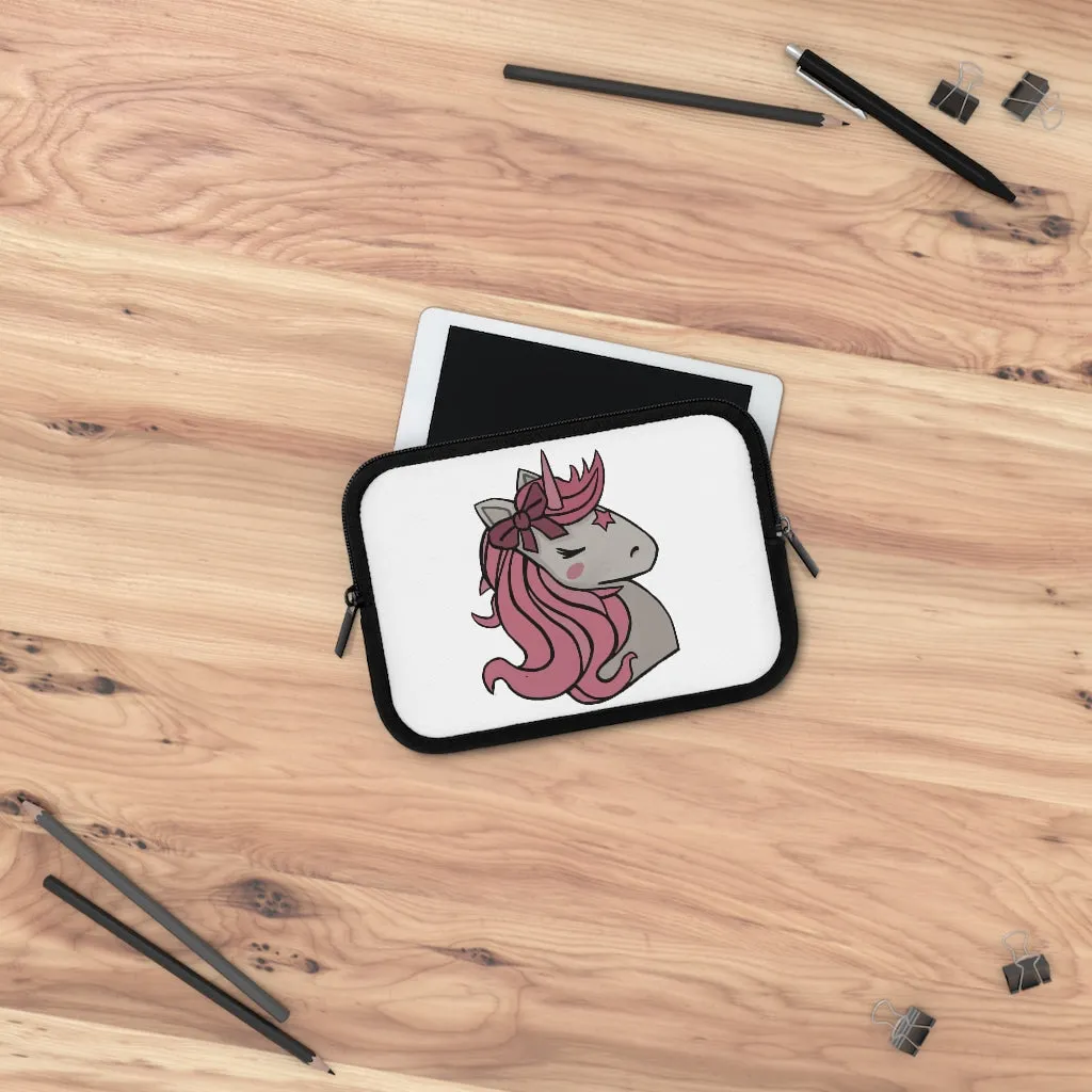 Pink Unicorn Head Laptop Sleeve