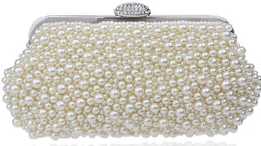 Women messenger beaded women vintage evening bags imitation pearl shell women bag shoulder bags,diamonds clutch bag for wedding
