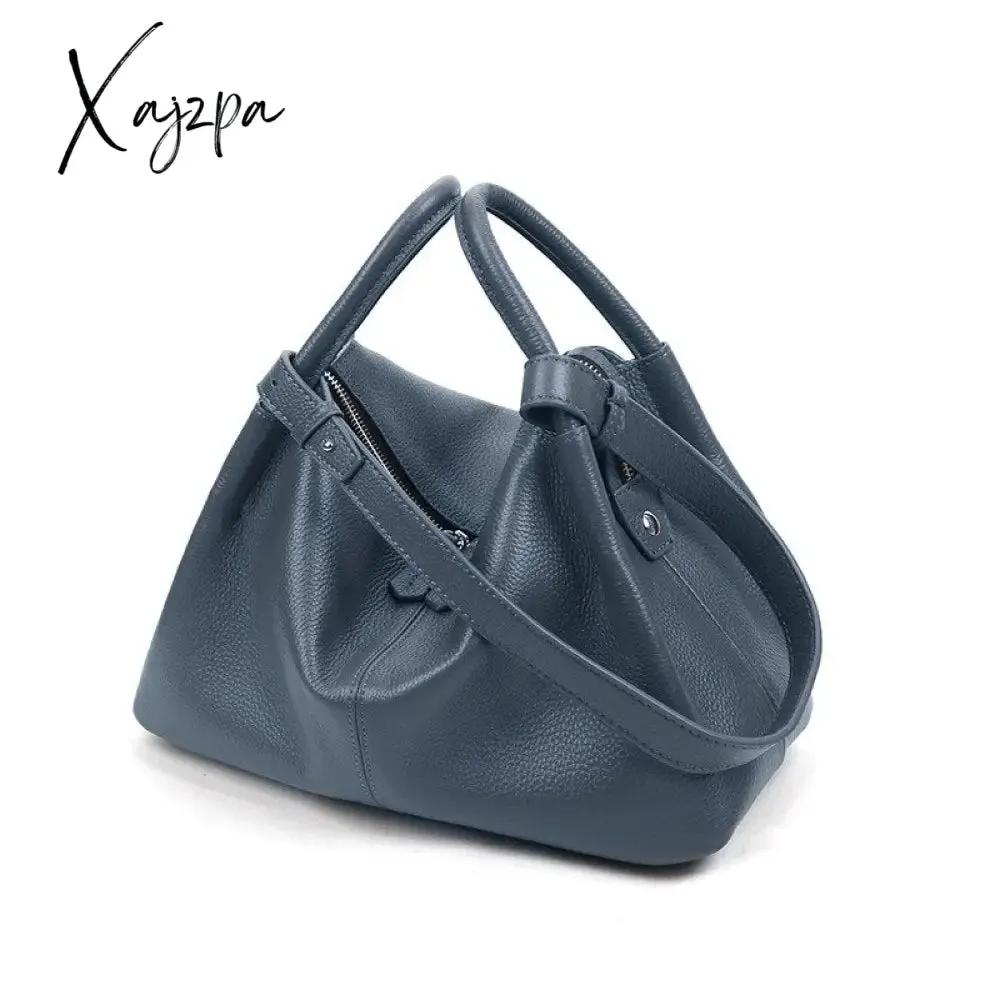 Xajzpa - Luxury Leather Ladies Handbags 100% Leather Shoulder Bags Large Capacity Office Ladies Commuter Bags Crossbody Bags