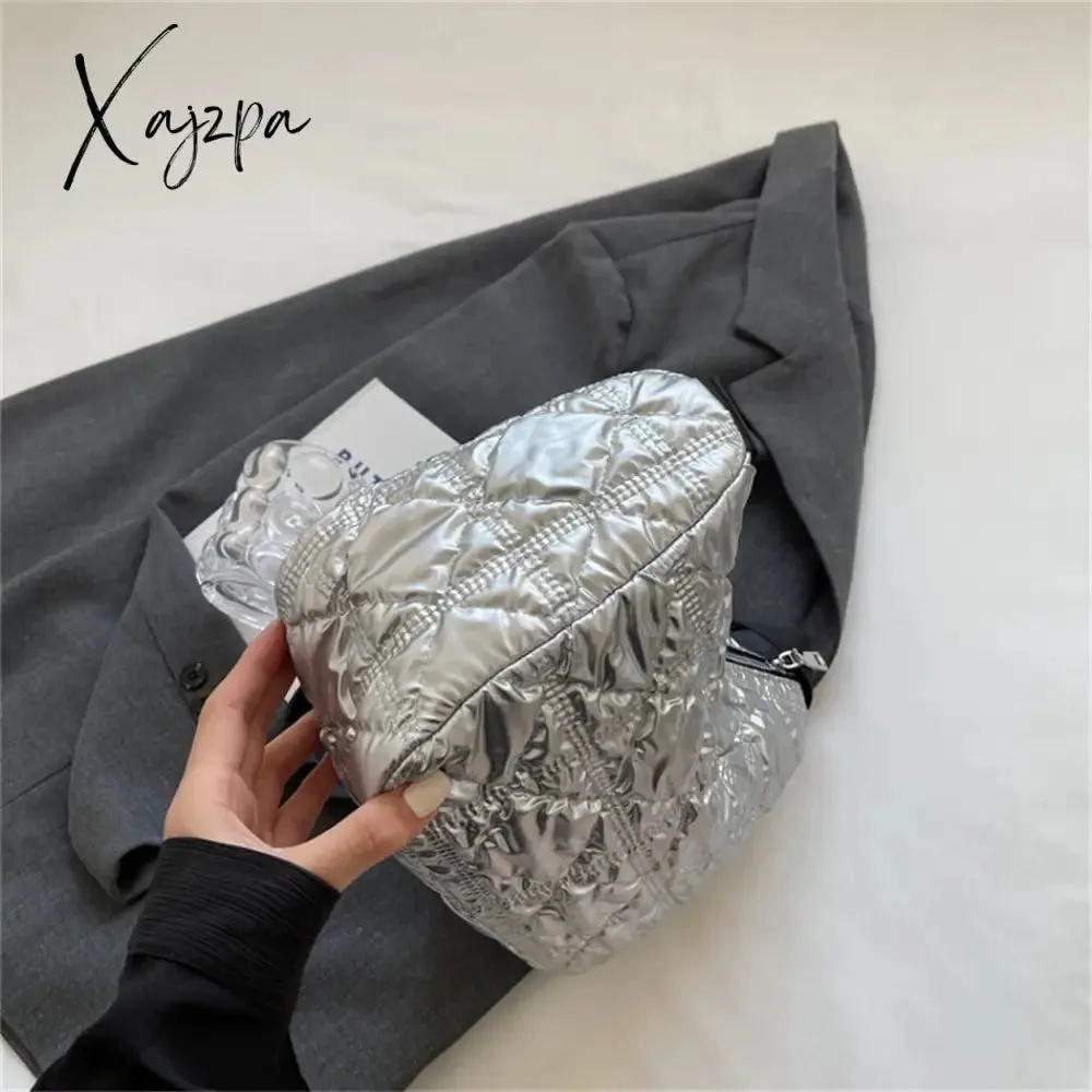 Xajzpa - Trend Padded Space Crossbody Bags for Women Quilted Down Fabric Cotton Purses and Handbags 2023 Fashion Travel Lady Shoulder Bag