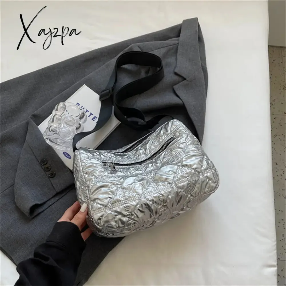 Xajzpa - Trend Padded Space Crossbody Bags for Women Quilted Down Fabric Cotton Purses and Handbags 2023 Fashion Travel Lady Shoulder Bag