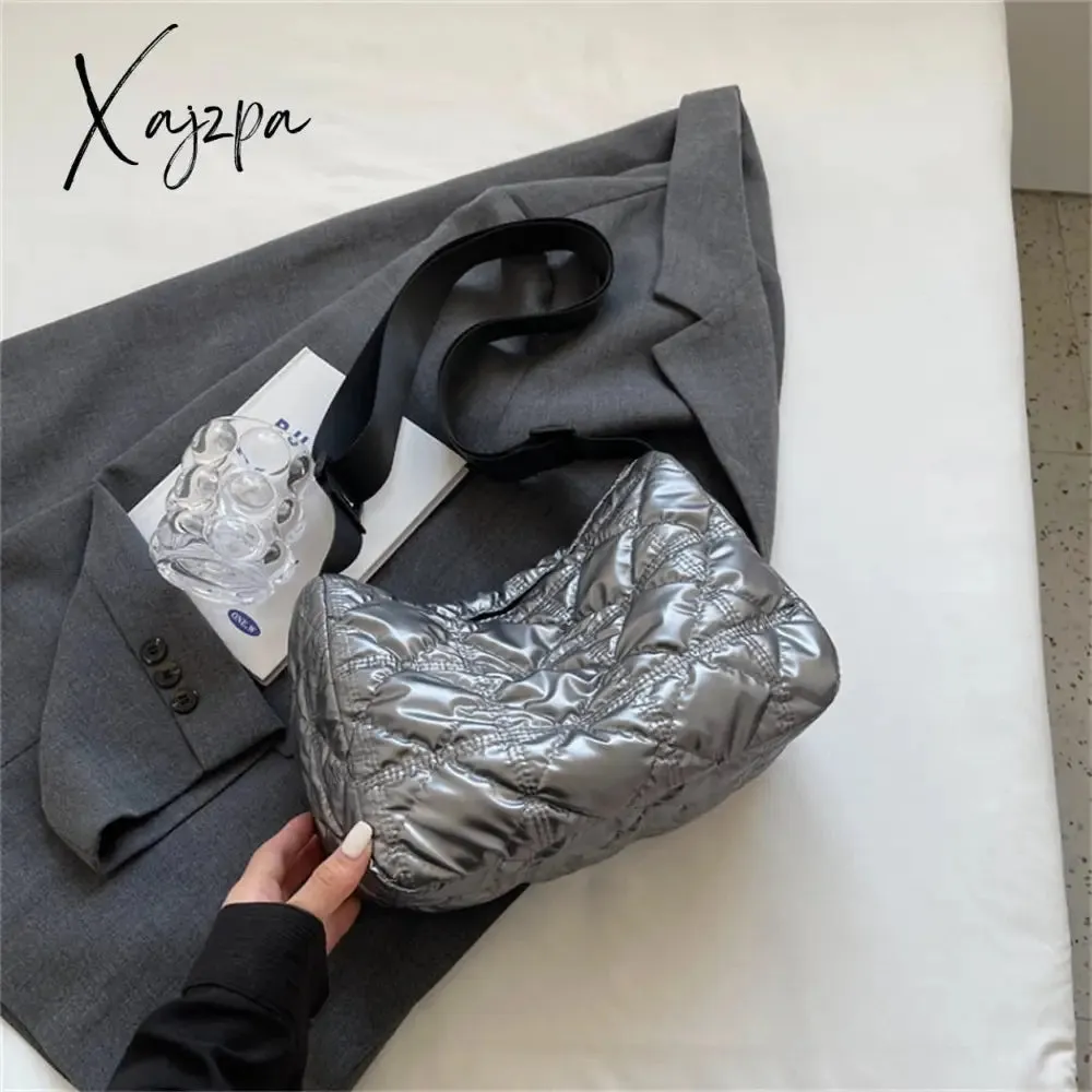 Xajzpa - Trend Padded Space Crossbody Bags for Women Quilted Down Fabric Cotton Purses and Handbags 2023 Fashion Travel Lady Shoulder Bag
