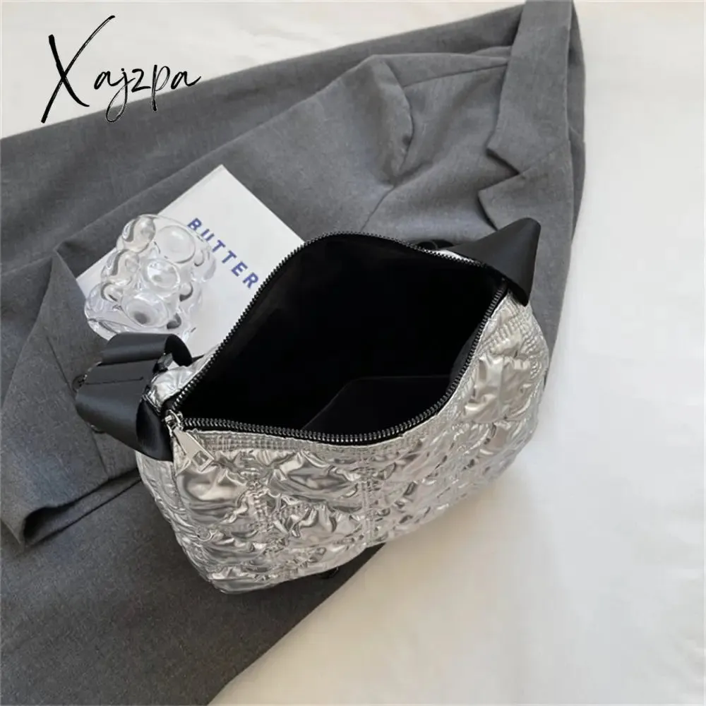 Xajzpa - Trend Padded Space Crossbody Bags for Women Quilted Down Fabric Cotton Purses and Handbags 2023 Fashion Travel Lady Shoulder Bag
