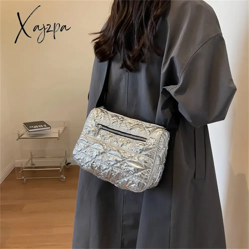Xajzpa - Trend Padded Space Crossbody Bags for Women Quilted Down Fabric Cotton Purses and Handbags 2023 Fashion Travel Lady Shoulder Bag