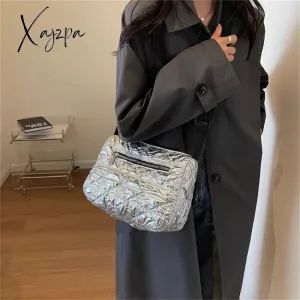 Xajzpa - Trend Padded Space Crossbody Bags for Women Quilted Down Fabric Cotton Purses and Handbags 2023 Fashion Travel Lady Shoulder Bag