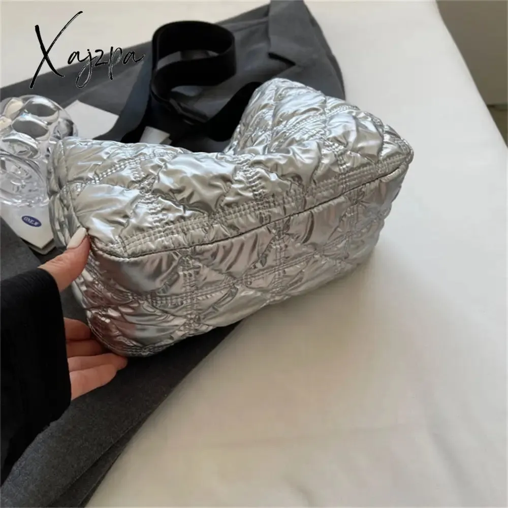 Xajzpa - Trend Padded Space Crossbody Bags for Women Quilted Down Fabric Cotton Purses and Handbags 2023 Fashion Travel Lady Shoulder Bag