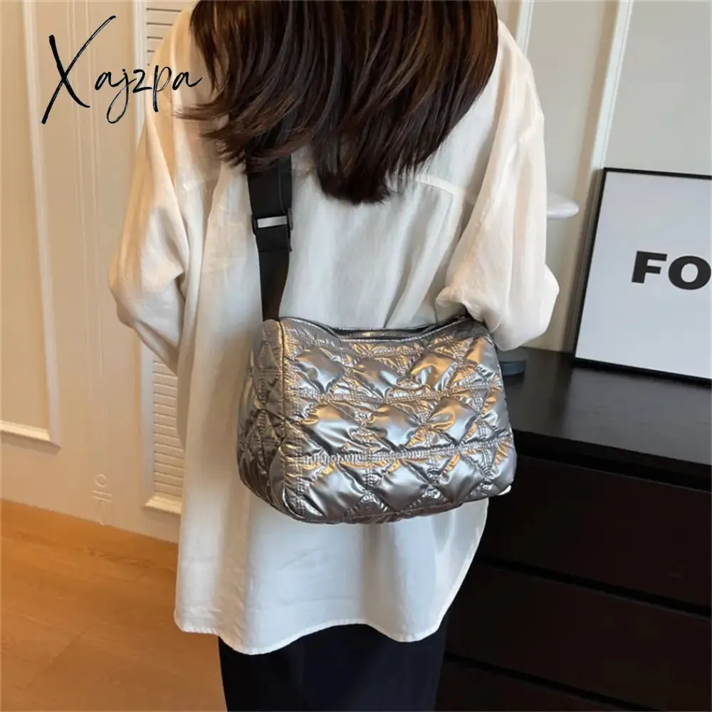 Xajzpa - Trend Padded Space Crossbody Bags for Women Quilted Down Fabric Cotton Purses and Handbags 2023 Fashion Travel Lady Shoulder Bag