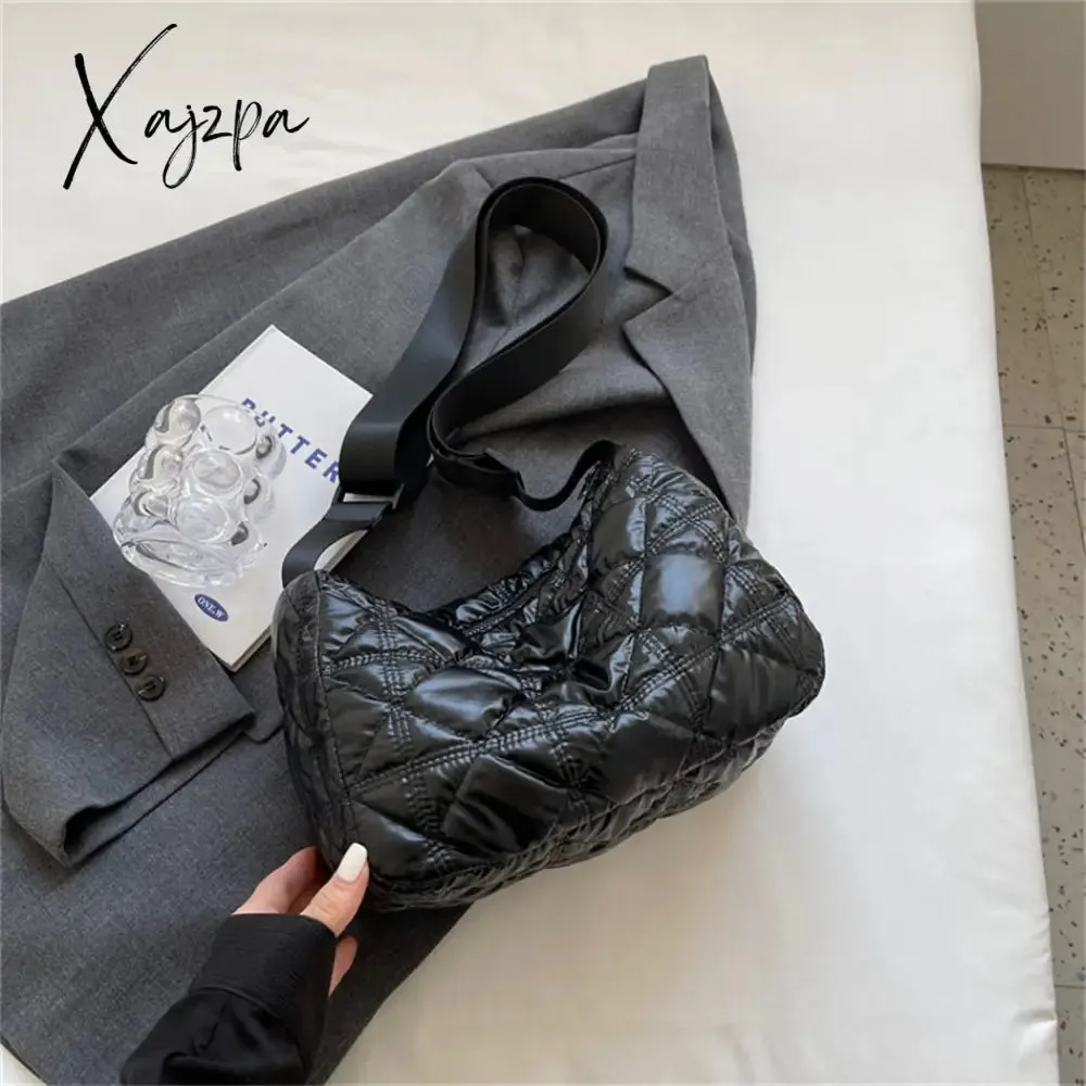 Xajzpa - Trend Padded Space Crossbody Bags for Women Quilted Down Fabric Cotton Purses and Handbags 2023 Fashion Travel Lady Shoulder Bag