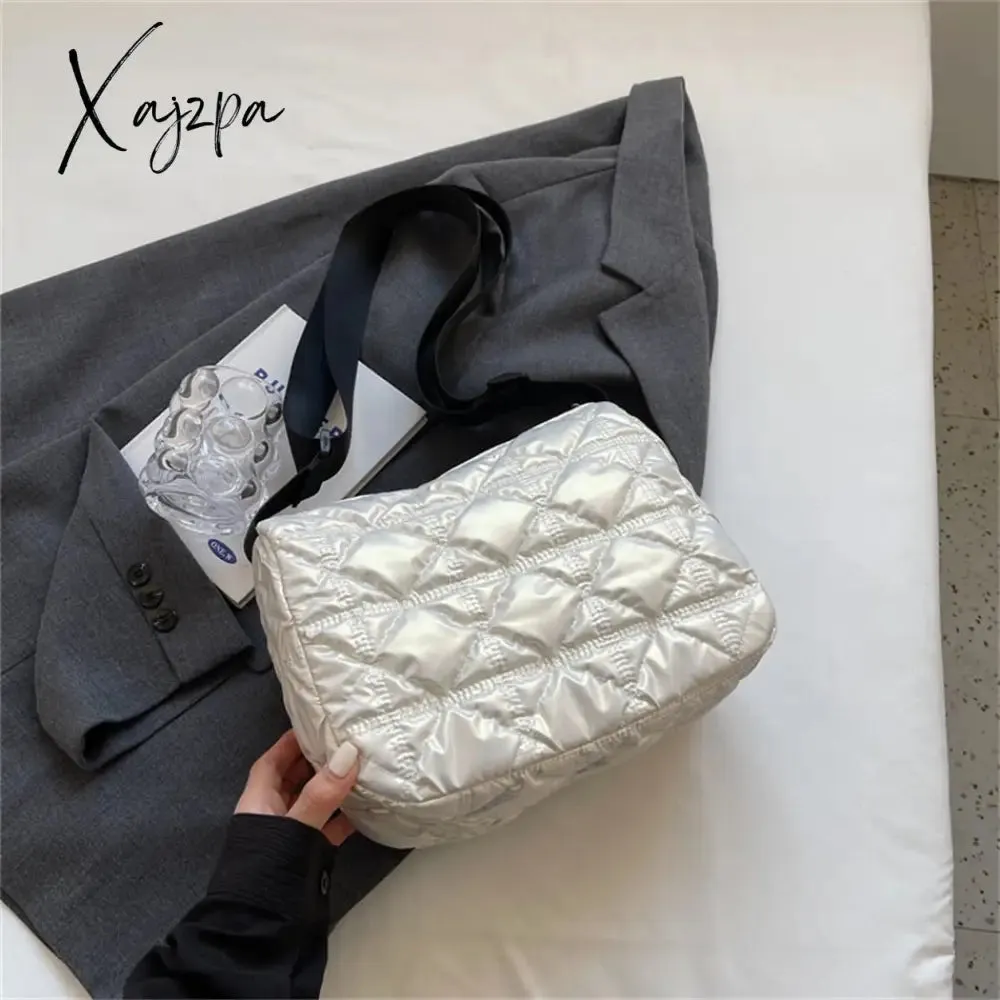Xajzpa - Trend Padded Space Crossbody Bags for Women Quilted Down Fabric Cotton Purses and Handbags 2023 Fashion Travel Lady Shoulder Bag