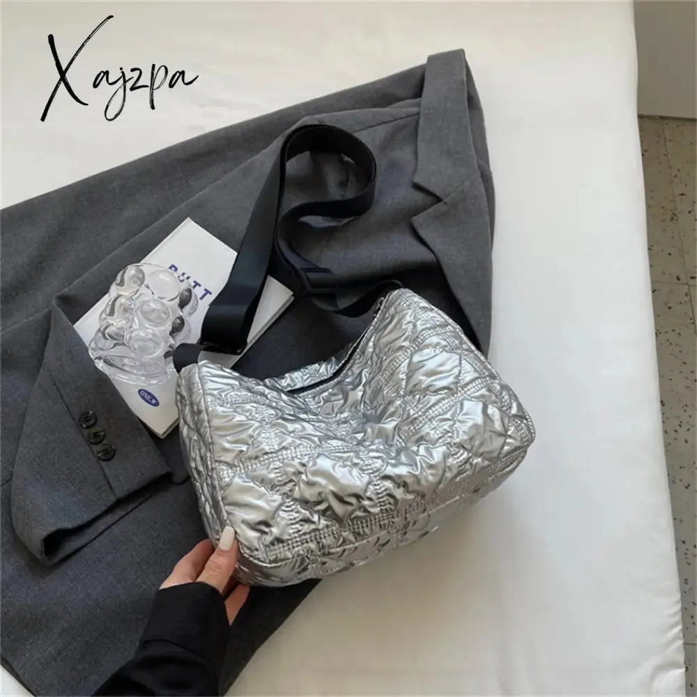 Xajzpa - Trend Padded Space Crossbody Bags for Women Quilted Down Fabric Cotton Purses and Handbags 2023 Fashion Travel Lady Shoulder Bag